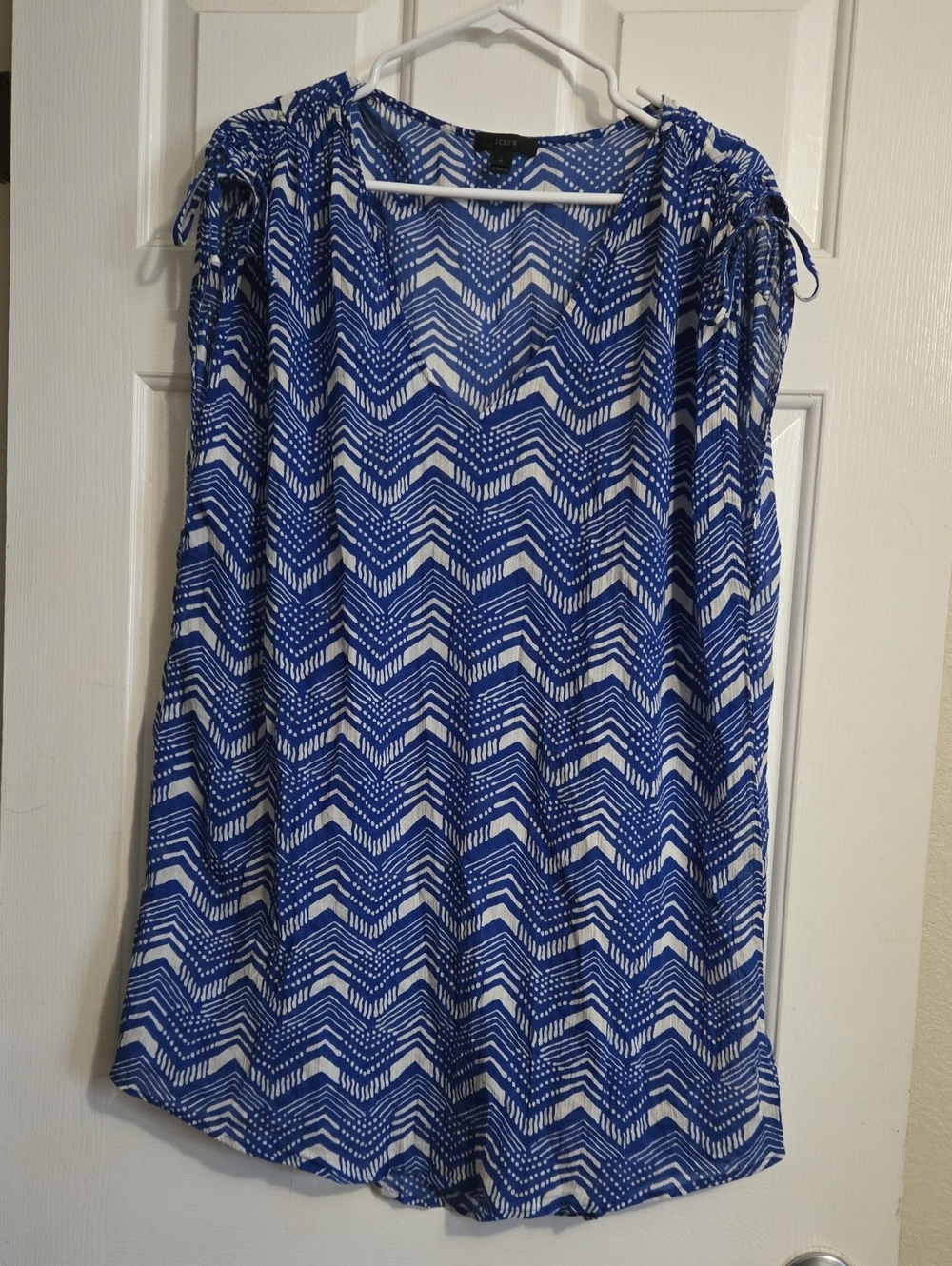 J. Crew Blue & White Chevron Ikat Print Pullover